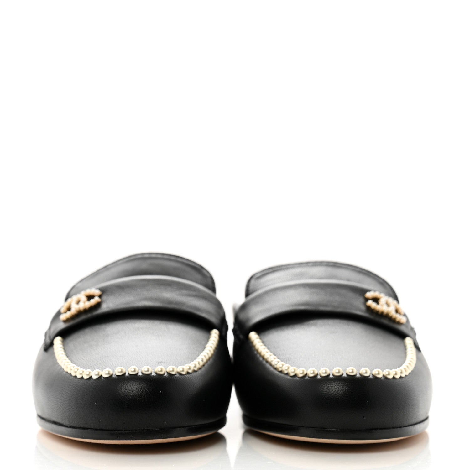 Chanel Lambskin Pearl CC Mules 36 Black 3 of 9
