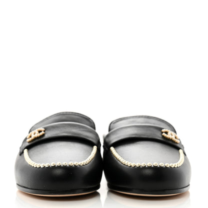 Chanel Lambskin Pearl CC Mules 36 Black 3 of 9