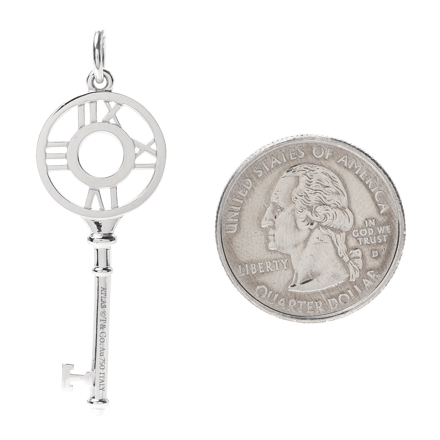 Tiffany 18K White Gold Diamond Atlas Key Pendant 2 of 4