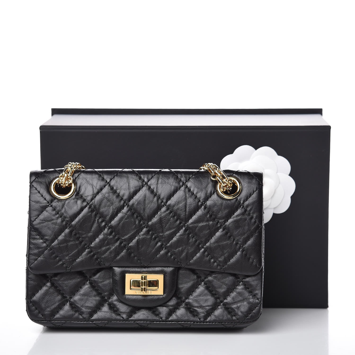 Chanel Aged Calfskin Quilted 2.55 Reissue Mini Flap Black 15 of 19