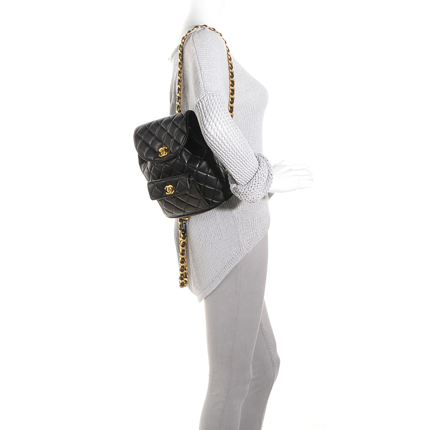 Chanel Lambskin Quilted Backpack Black 2 of 10