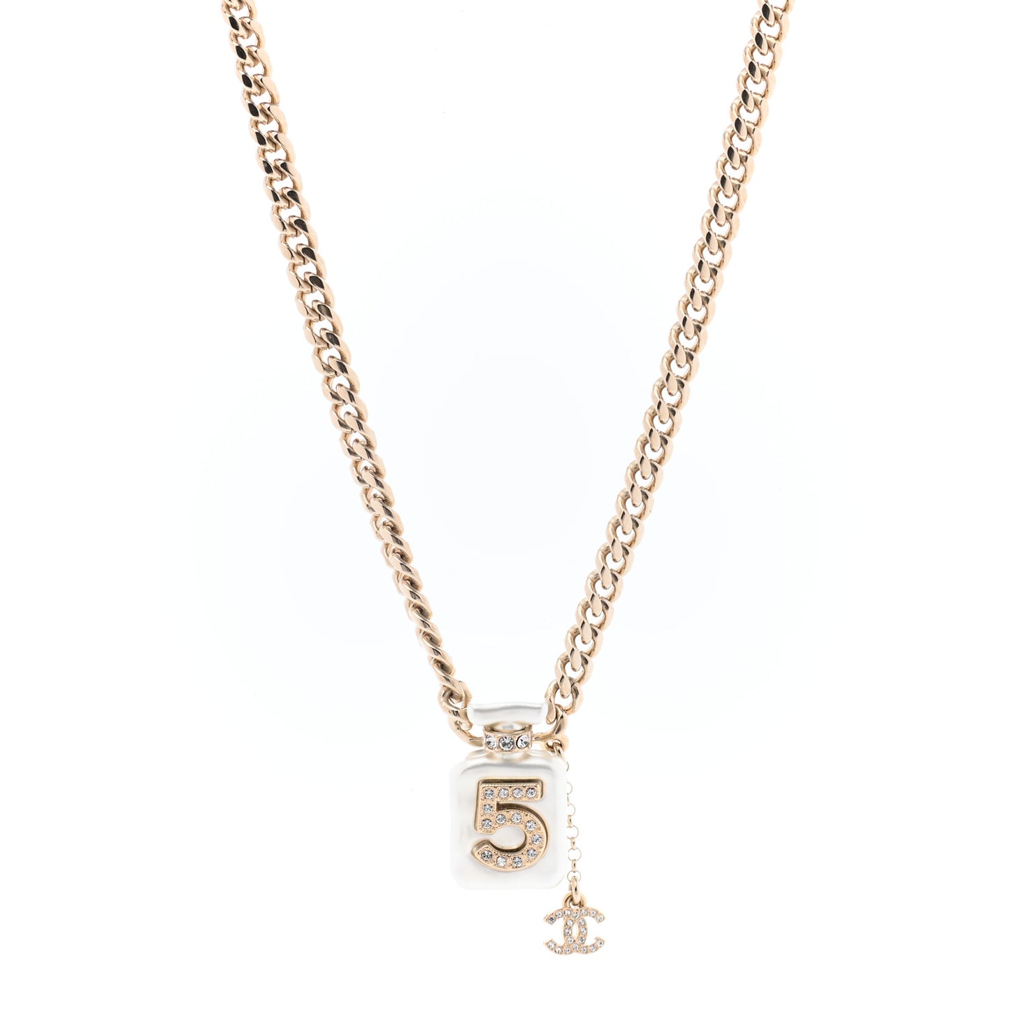 Resin Crystal CC No 5 Perfume Bottle Necklace