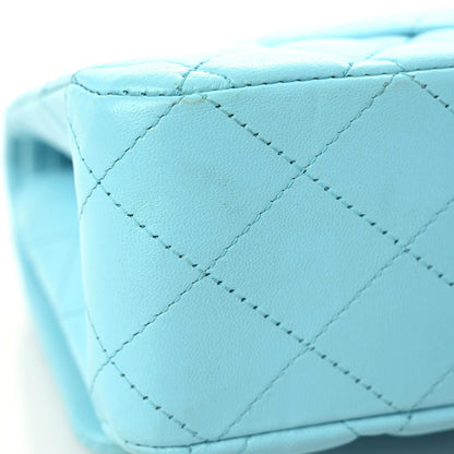 Chanel Lambskin Quilted Medium Double Flap Neon Blue 7 of 11