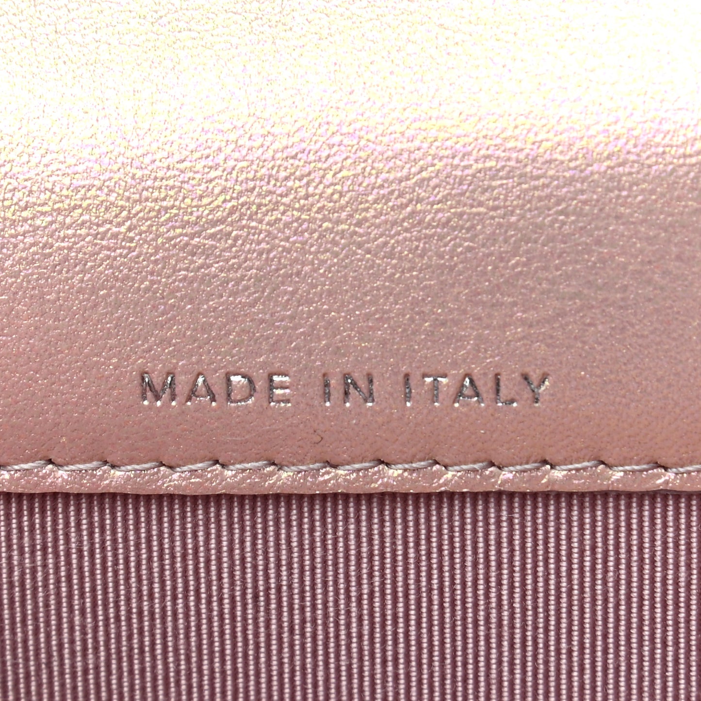 Iridescent Calfskin Quilted Flap Card Holder Wallet Pink