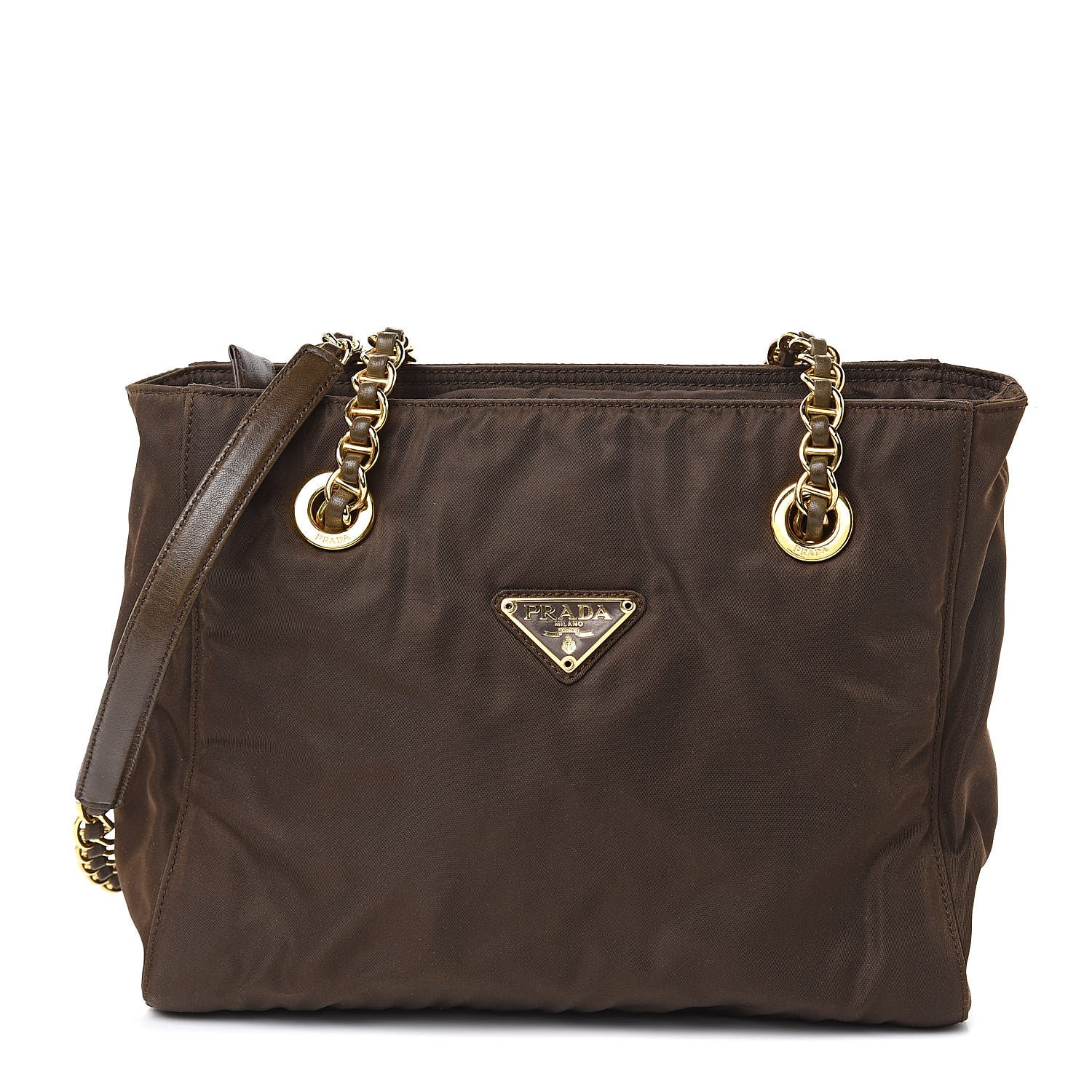 Prada Tessuto Nylon Catena Shoulder Bag Muschio 1 of 10