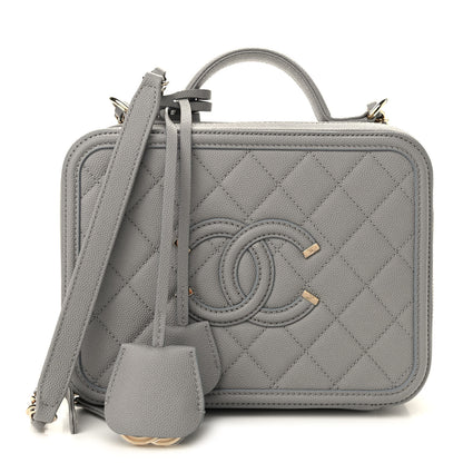 Chanel Caviar Quilted Medium CC Filigree Vanity Case Grey 1 of 8