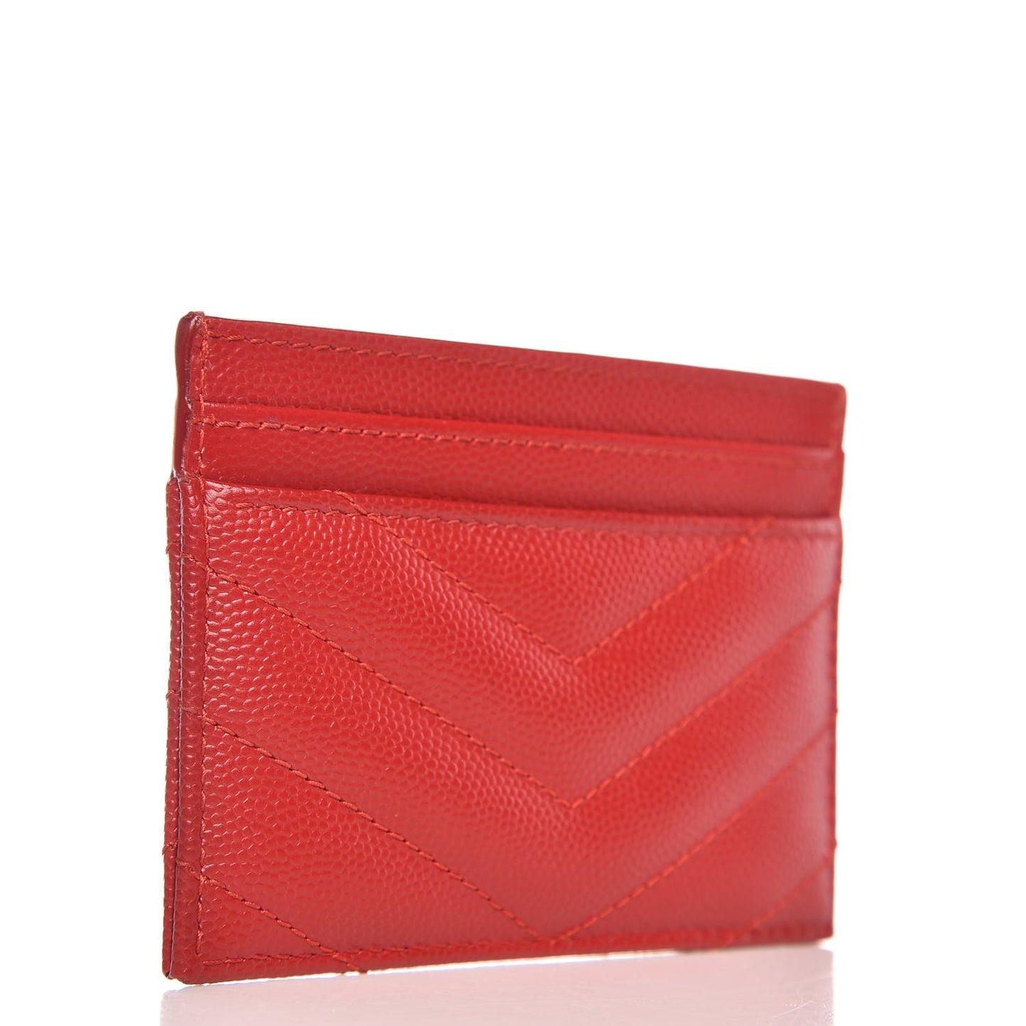 Grain De Poudre Matelasse Chevron Monogram Credit Card Case New Red