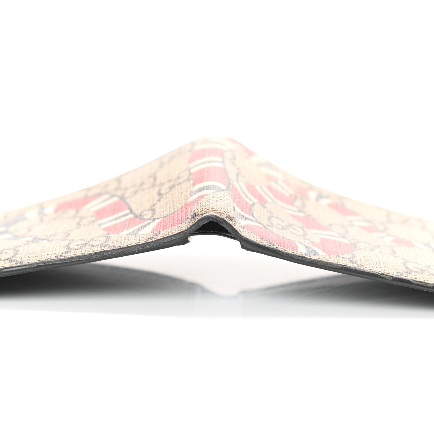 Gucci GG Supreme Monogram Selleria Calfskin Kingsnake Nice Bi-Fold Wallet Beige Ebony Multicolor Black 11 of 12