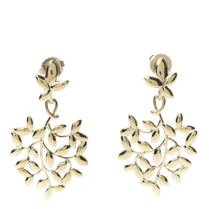 Tiffany 18K Yellow Gold Paloma Picasso Olive Leaf Drop Earrings 1 of 7