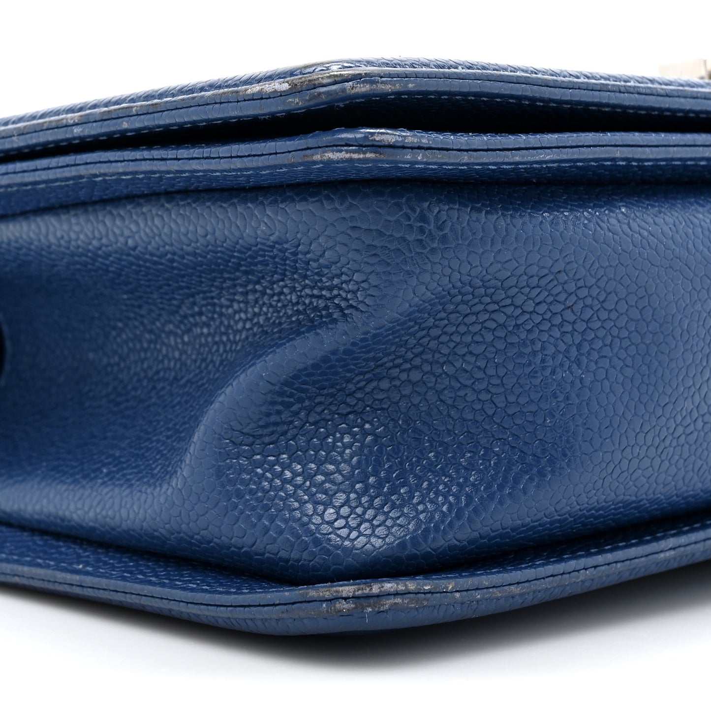 Caviar Chevron Quilted Medium Boy Flap Navy