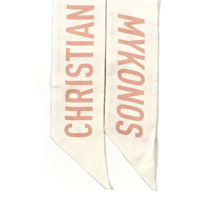 Christian Dior Silk Striped Mitzah Scarf Ivory Pink 2 of 3