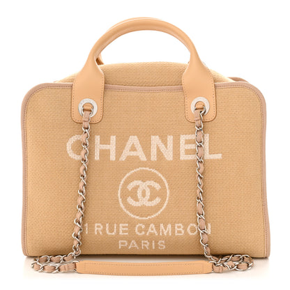 Chanel Canvas Deauville Bowling Bag Beige 1 of 10