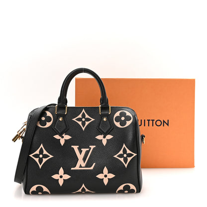 Louis Vuitton Empreinte Monogram Giant Speedy Bandouliere 25 Black Beige 10 of 10