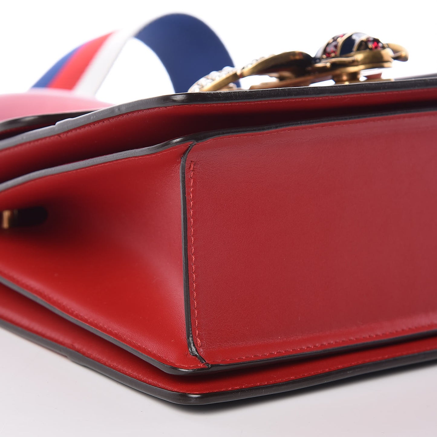 Calfskin Sylvie Web Small Queen Margaret Top Handle Bag Blue Agata Hibiscus Red Mystic White Sugar Pink