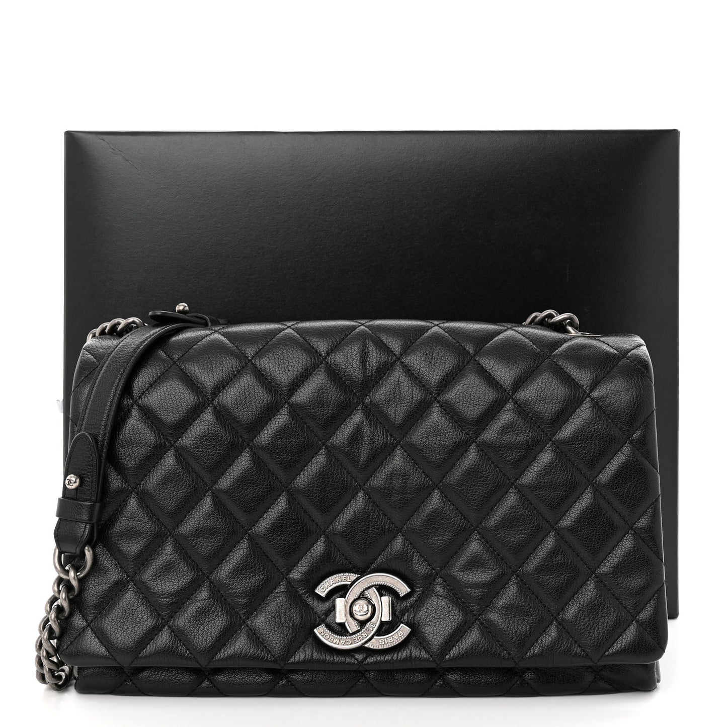 Goatskin Quilted Large City Rock Flap Black