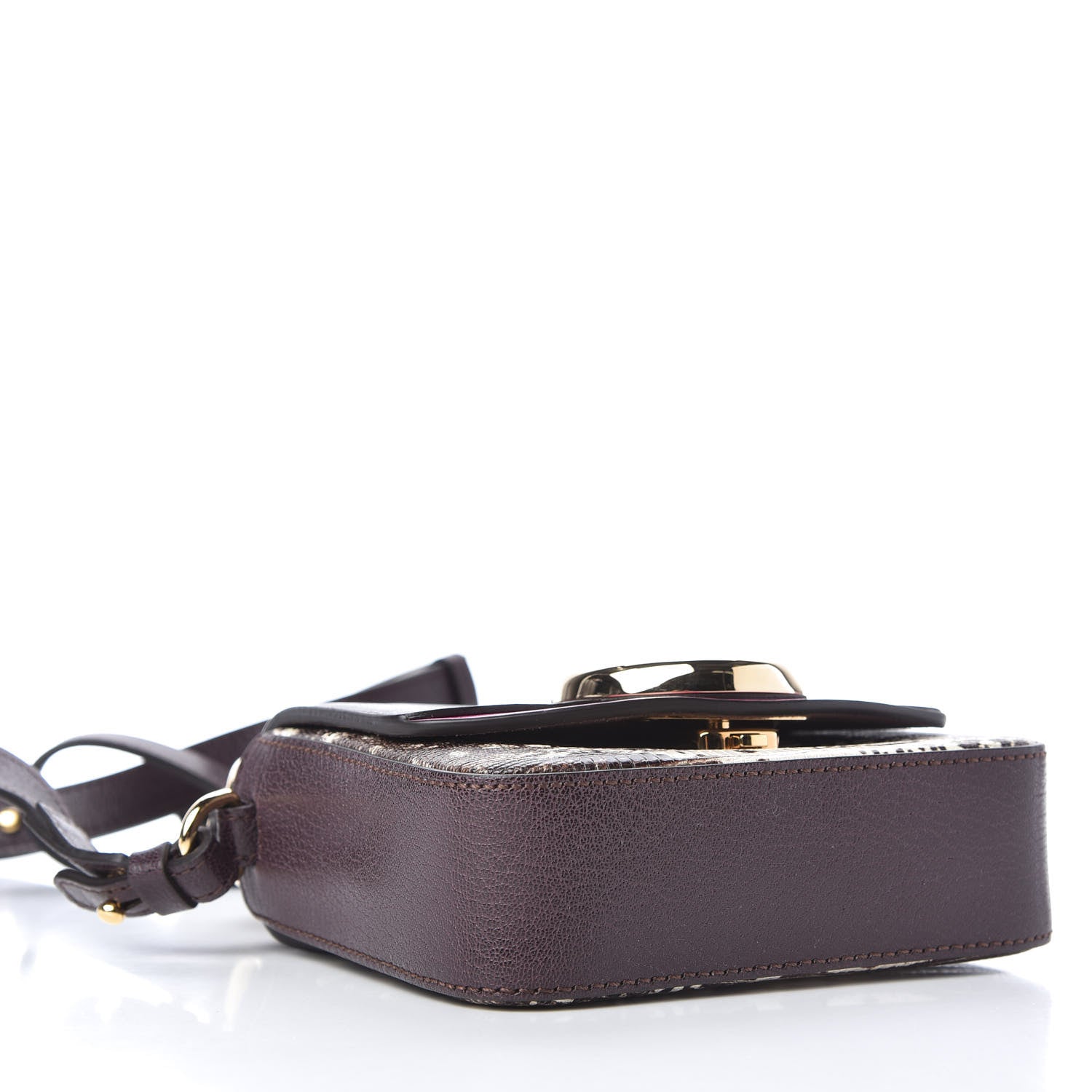 Chloe Shiny Goatskin Calfskin Lizard Embossed Mini C Double Carry Black Raisin 4 of 9