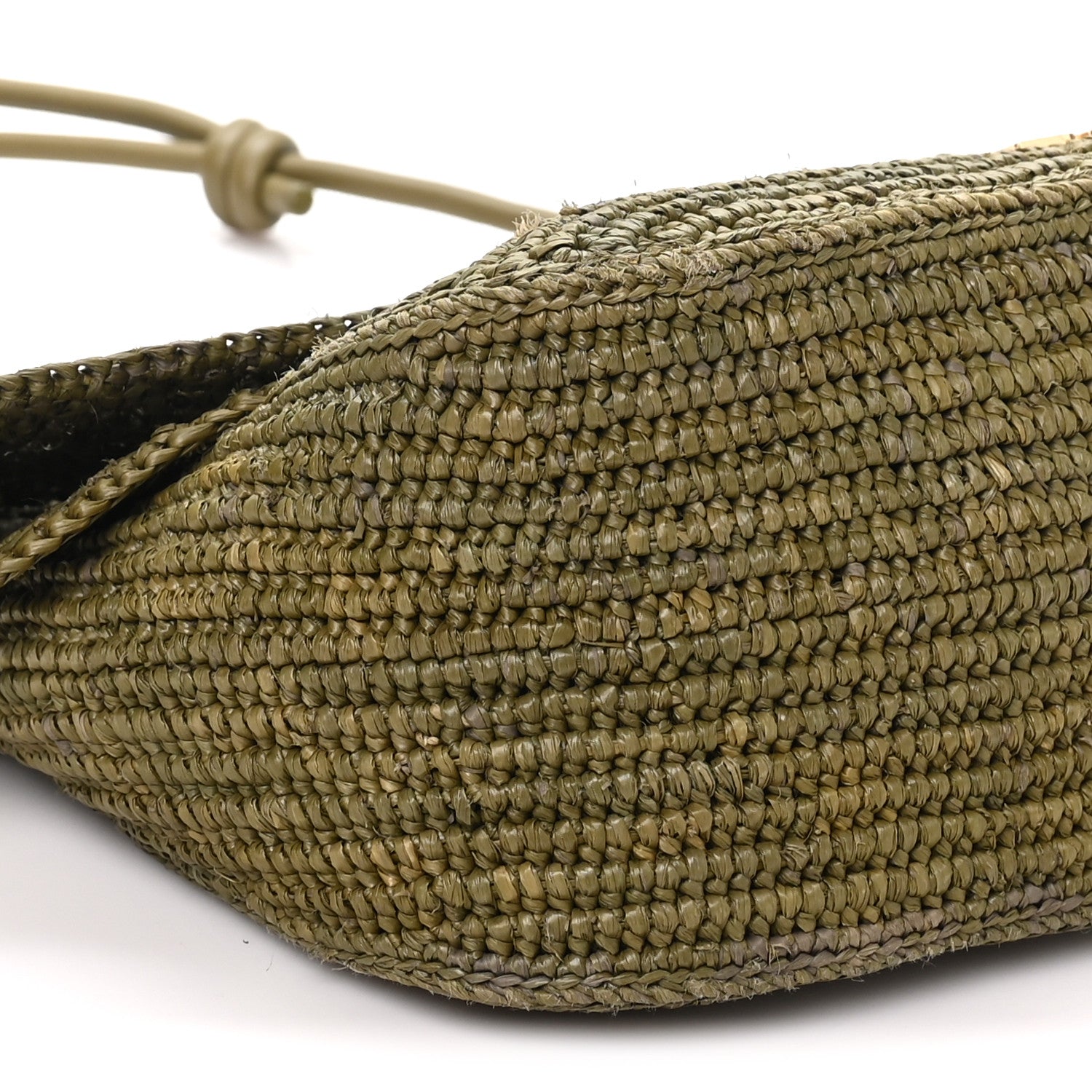 Loewe Raffia Calfskin Donut Chain Medium Ola Shoulder Bag Dark Khaki 8 of 9