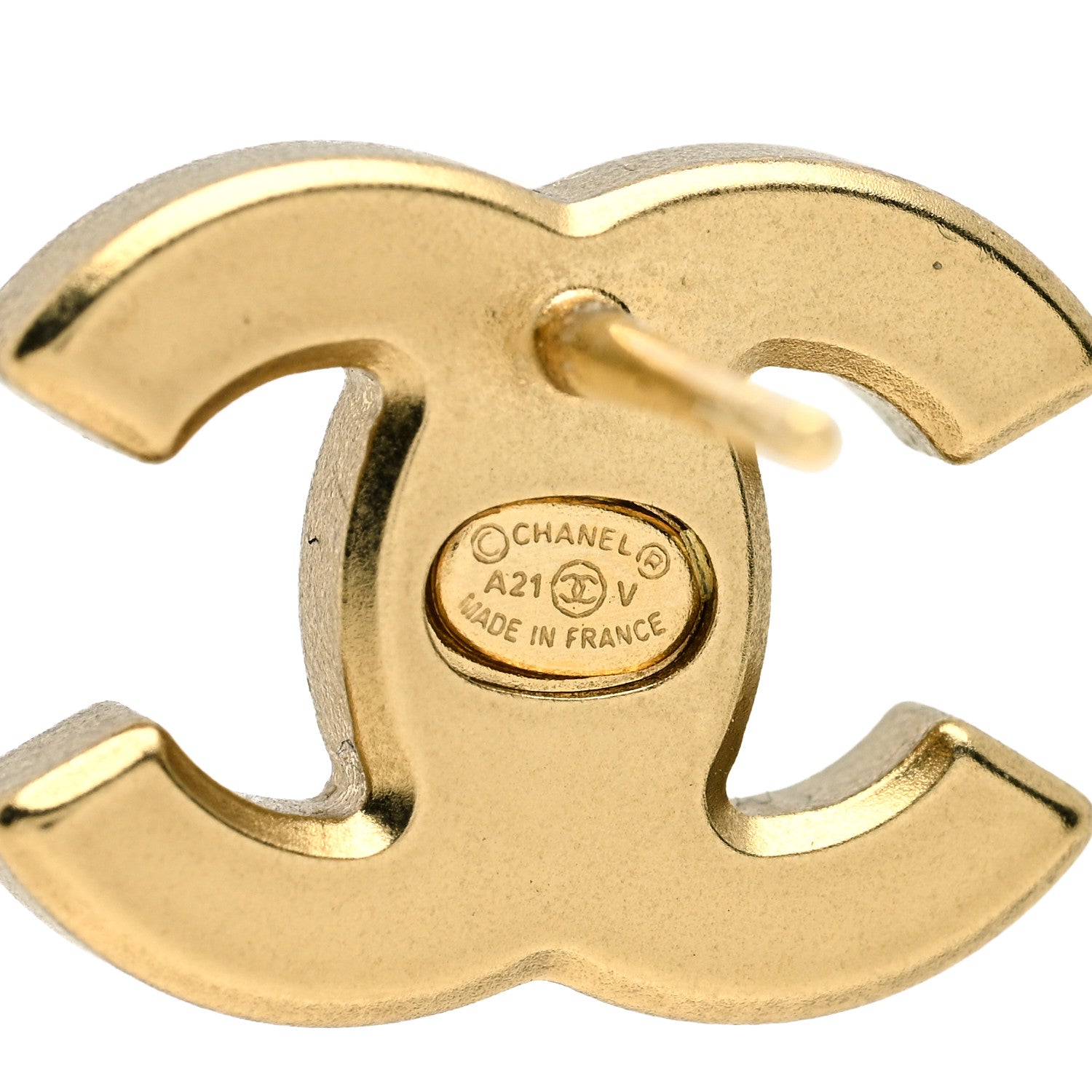 Chanel Matte Metal Crystal CC Earrings Gold 4 of 4