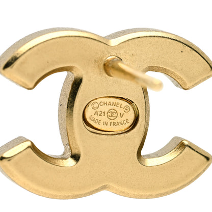 Chanel Matte Metal Crystal CC Earrings Gold 4 of 4
