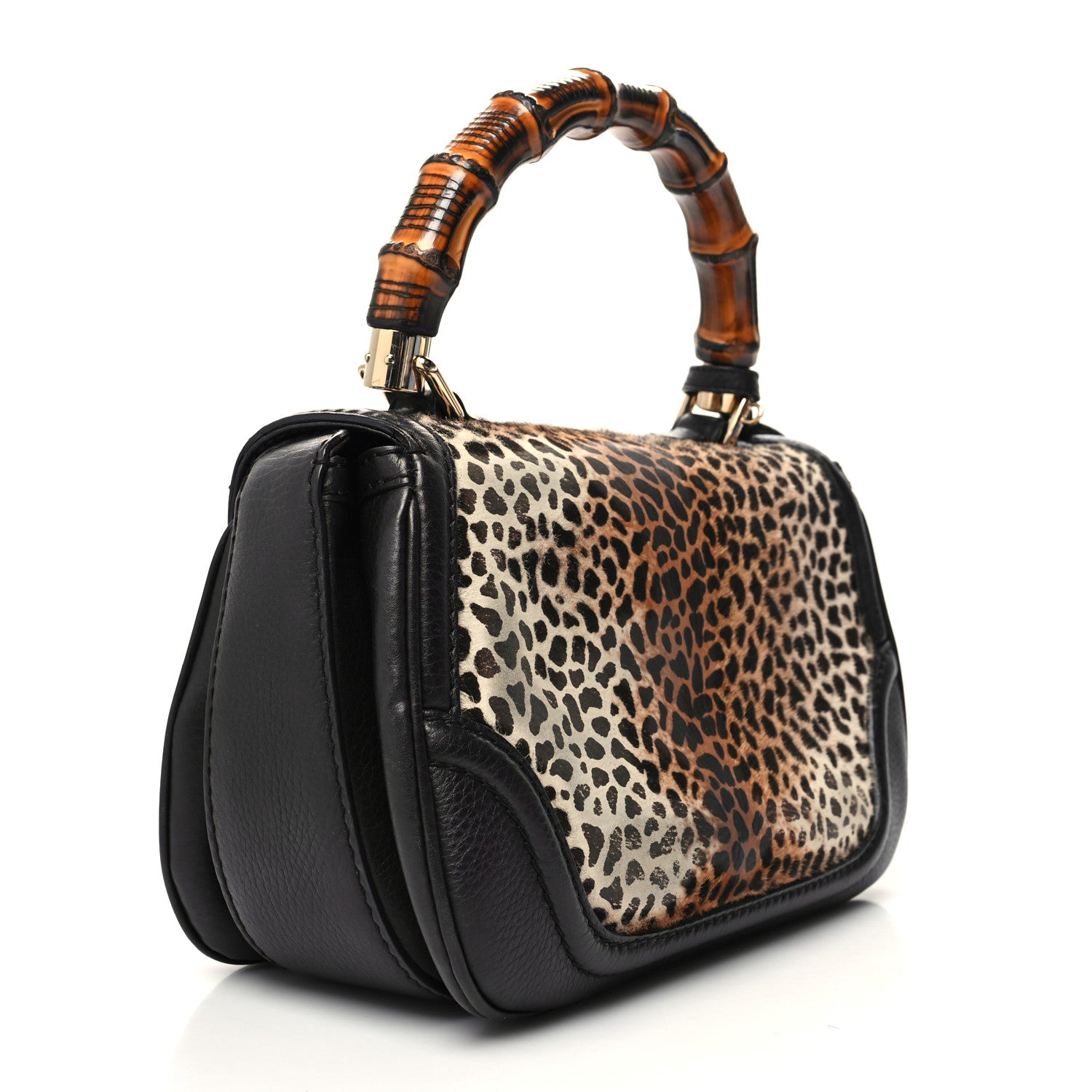 Gucci Pony Hair Jaguar Print New Bamboo Medium Top Handle Bag 4 of 14