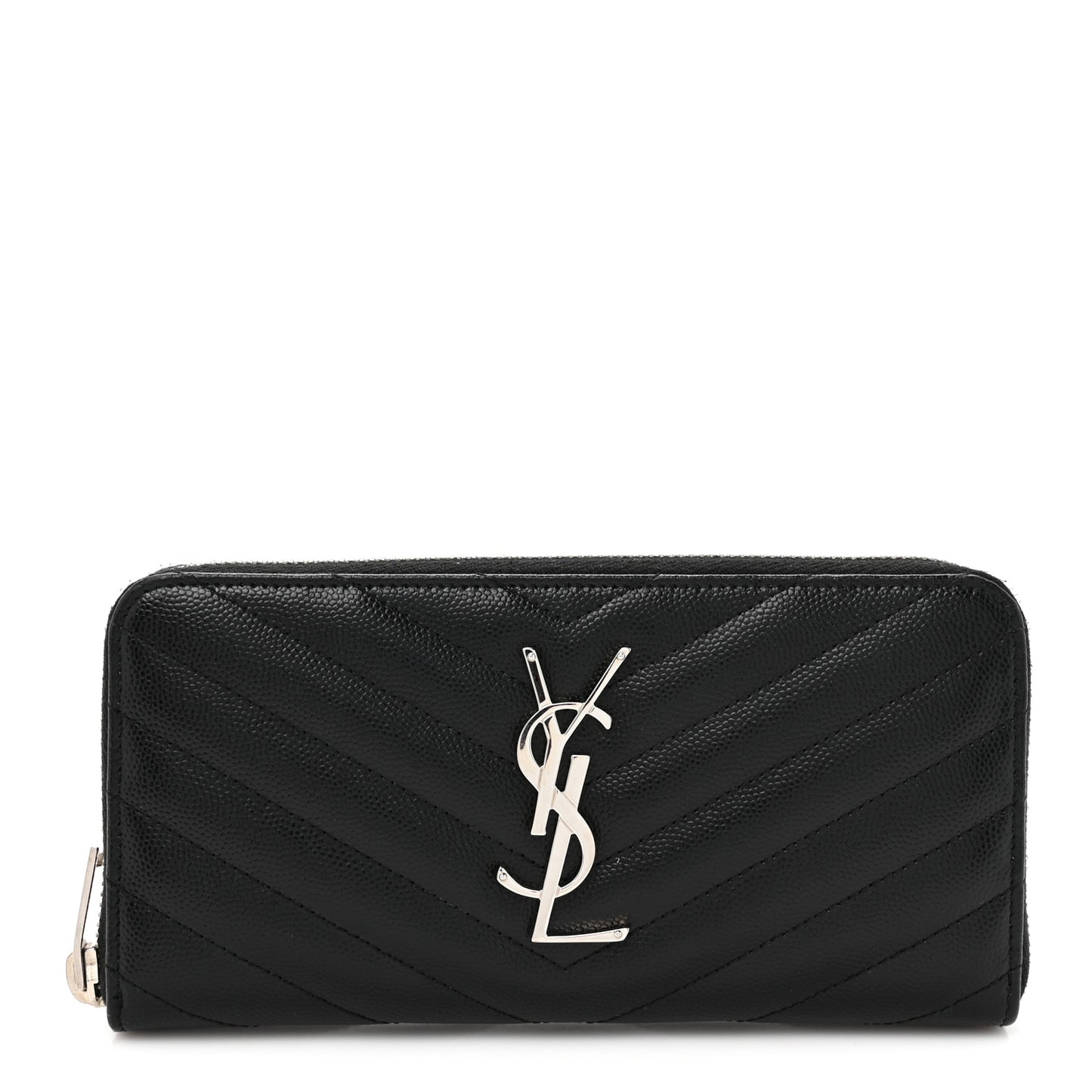 Grain De Poudre Matelasse Chevron Monogram Zip Around Wallet Black