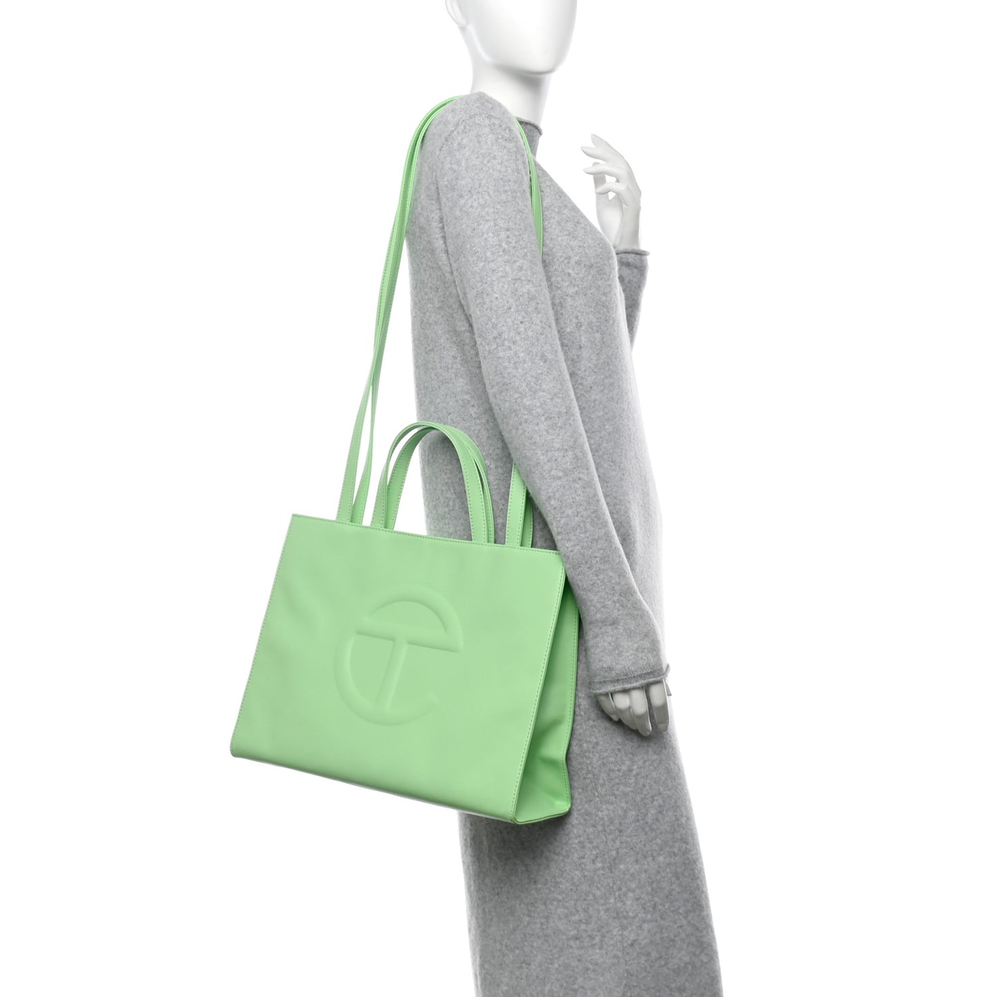 Vegan Leather Medium Shopping Bag Double Mint