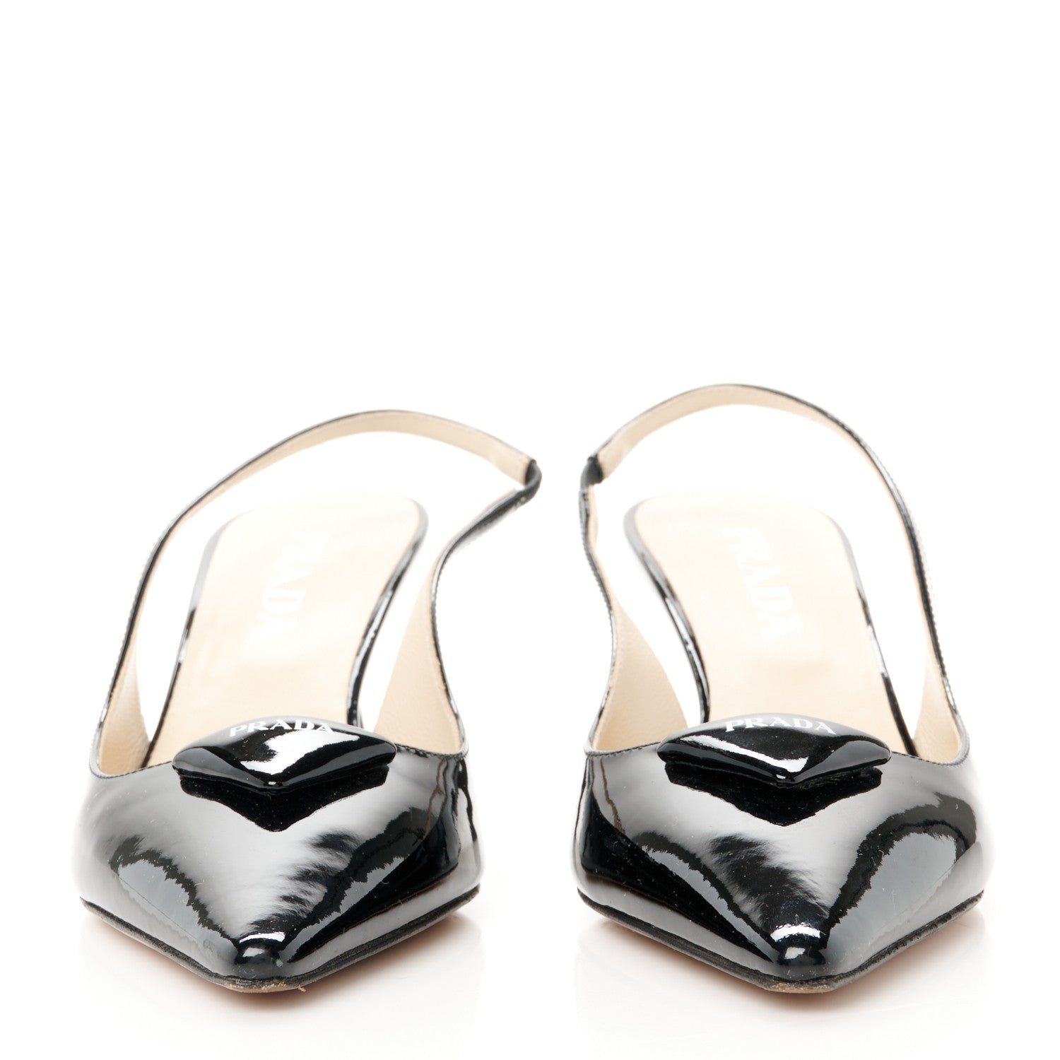 Prada Patent Logo Slingback Pumps 37 Black 2 of 7