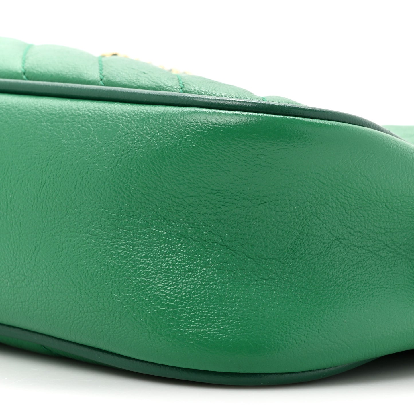 Azalea Calfskin Enamel Matelasse Diagonal Small Torchon GG Marmont Chain Shoulder Bag New Shamarock Emerald