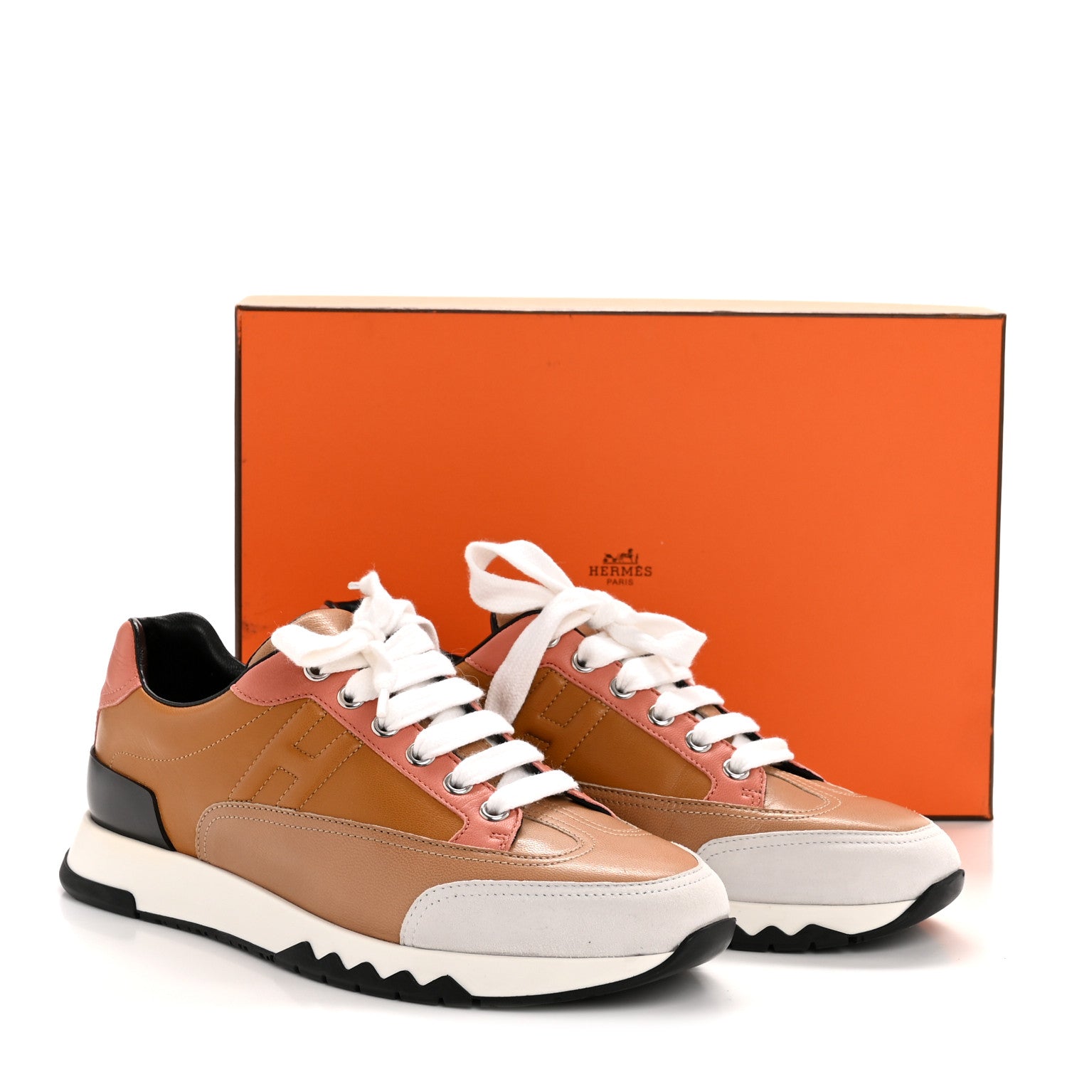 Hermes Calfskin Suede Womens Trail Sneakers 37 Multicolor 10 of 10