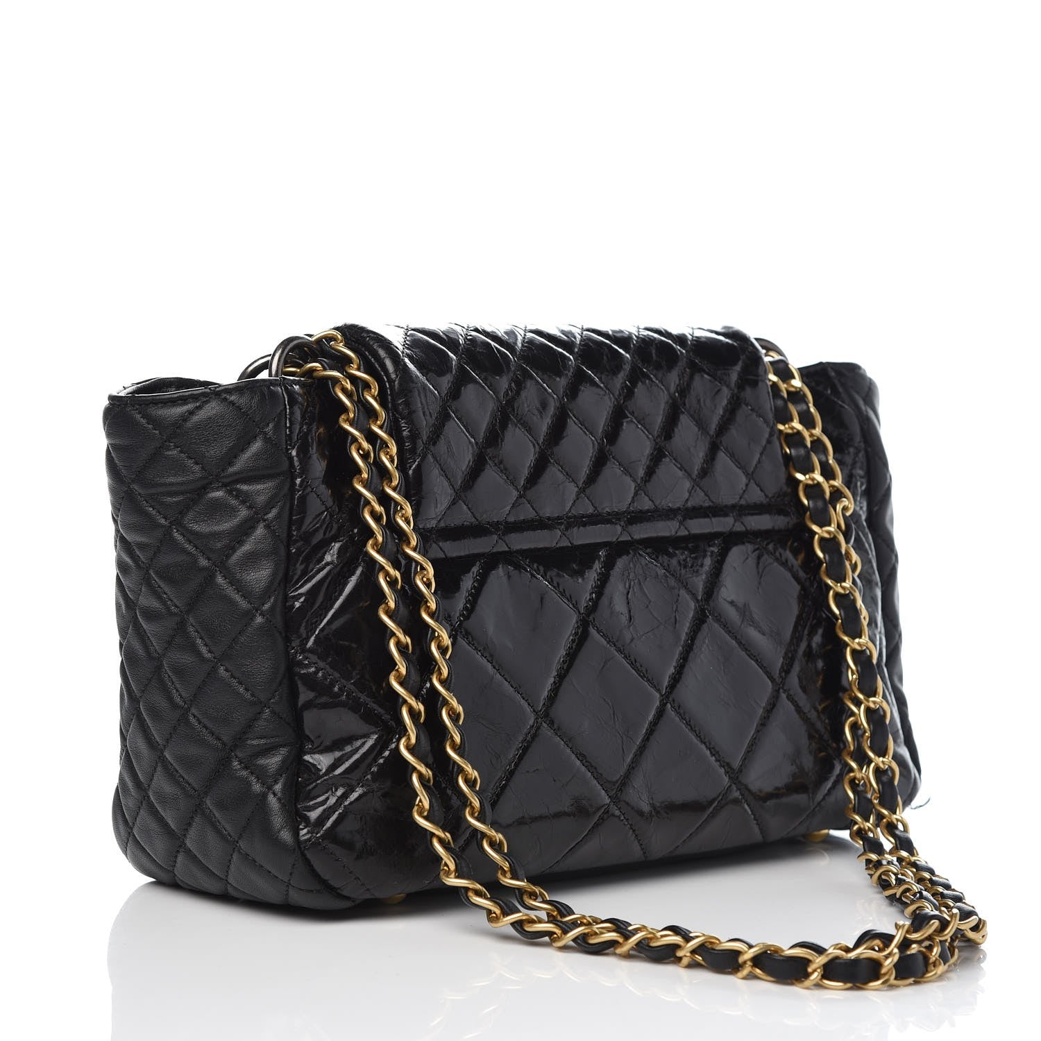 Chanel Glazed Crinkled Calfskin Accordion Mademoiselle Black 3 of 8