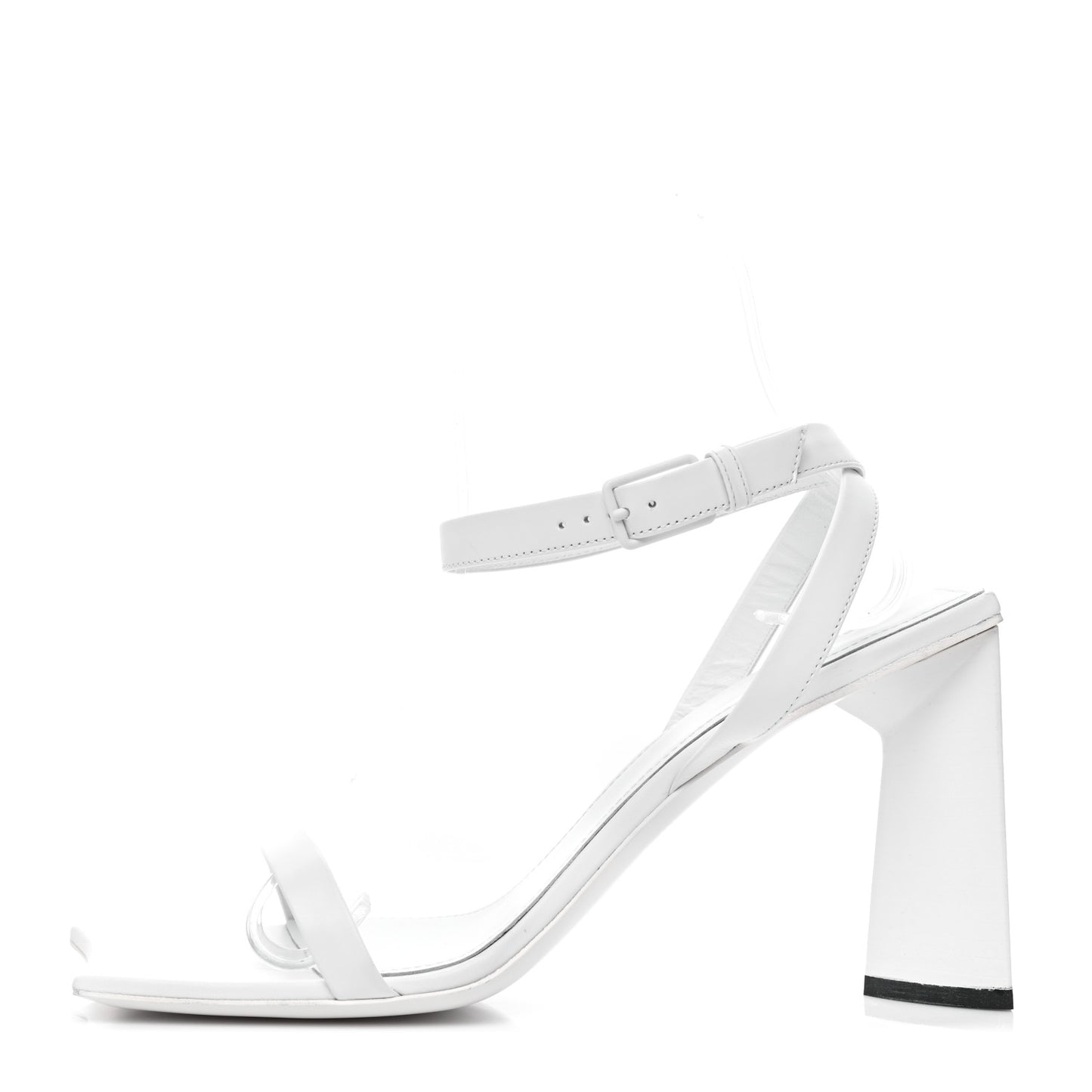 Smooth Calfskin Moon Square Toe 90mm Sandals 38 Optical White
