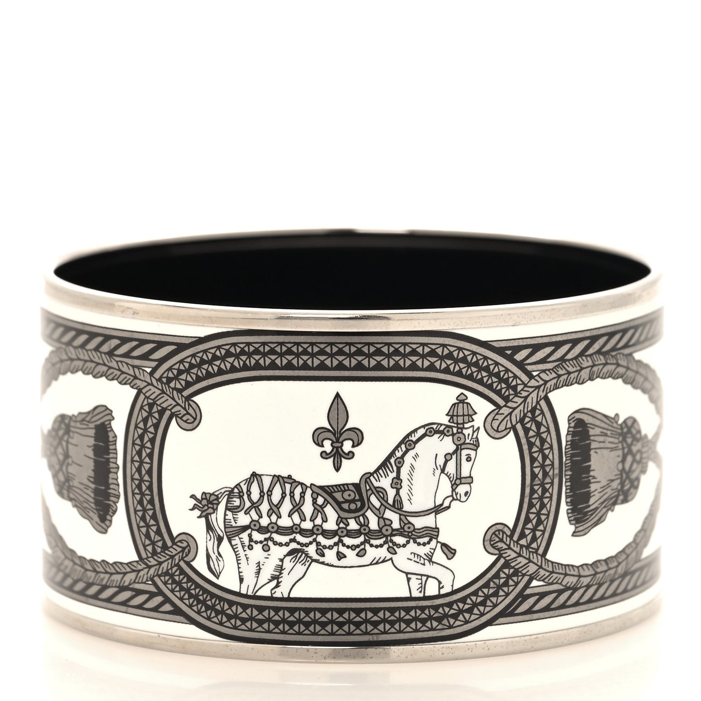 Enamel Printed Grand Apparat Extra Wide Bracelet 65 White