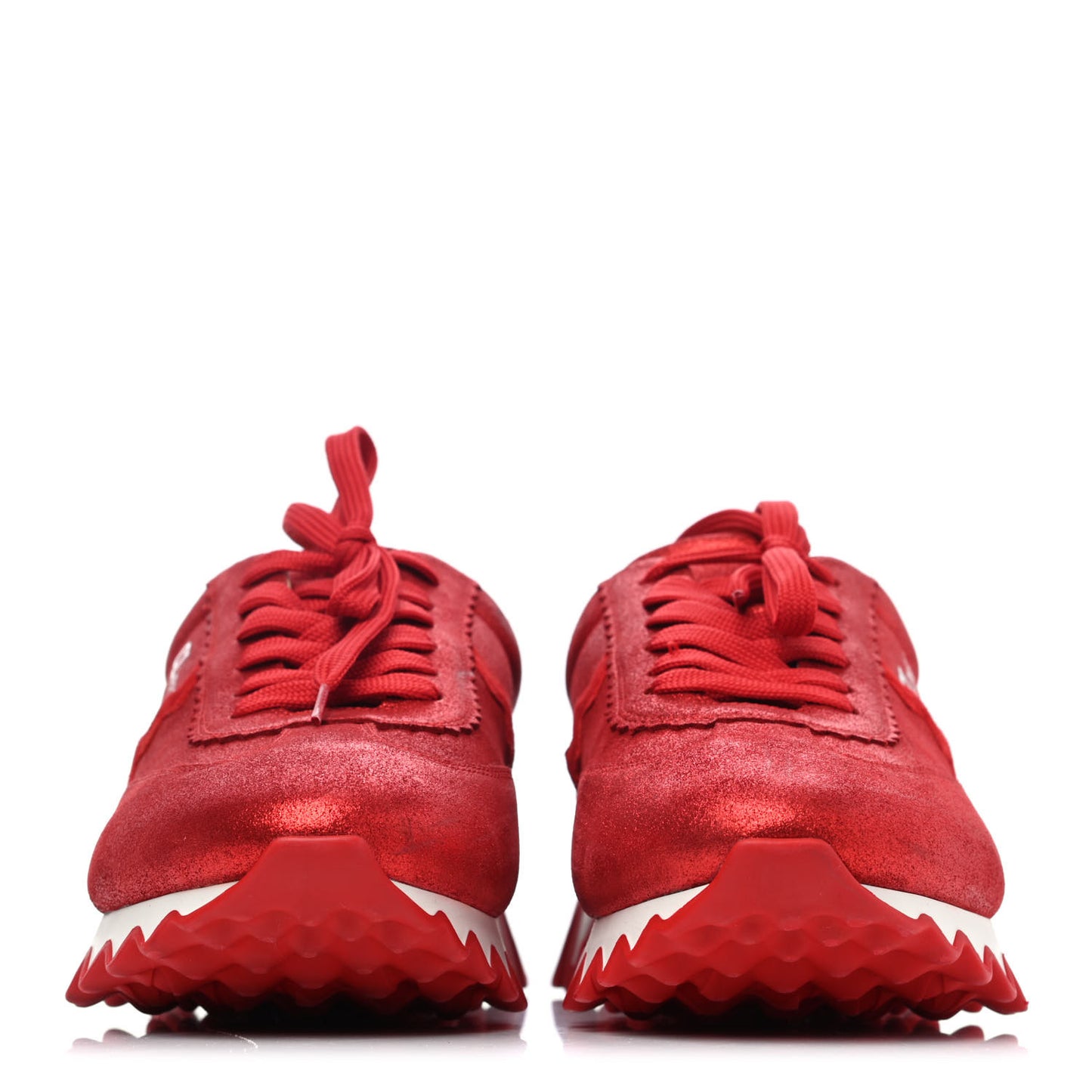 Metallic Suede Mens Loubishark Sneakers 42 Red