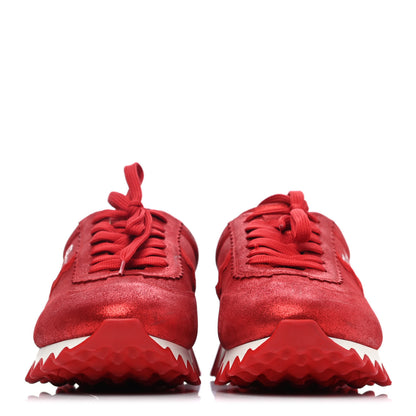 Christian Louboutin Metallic Suede Mens Loubishark Sneakers 42 Red 2 of 4