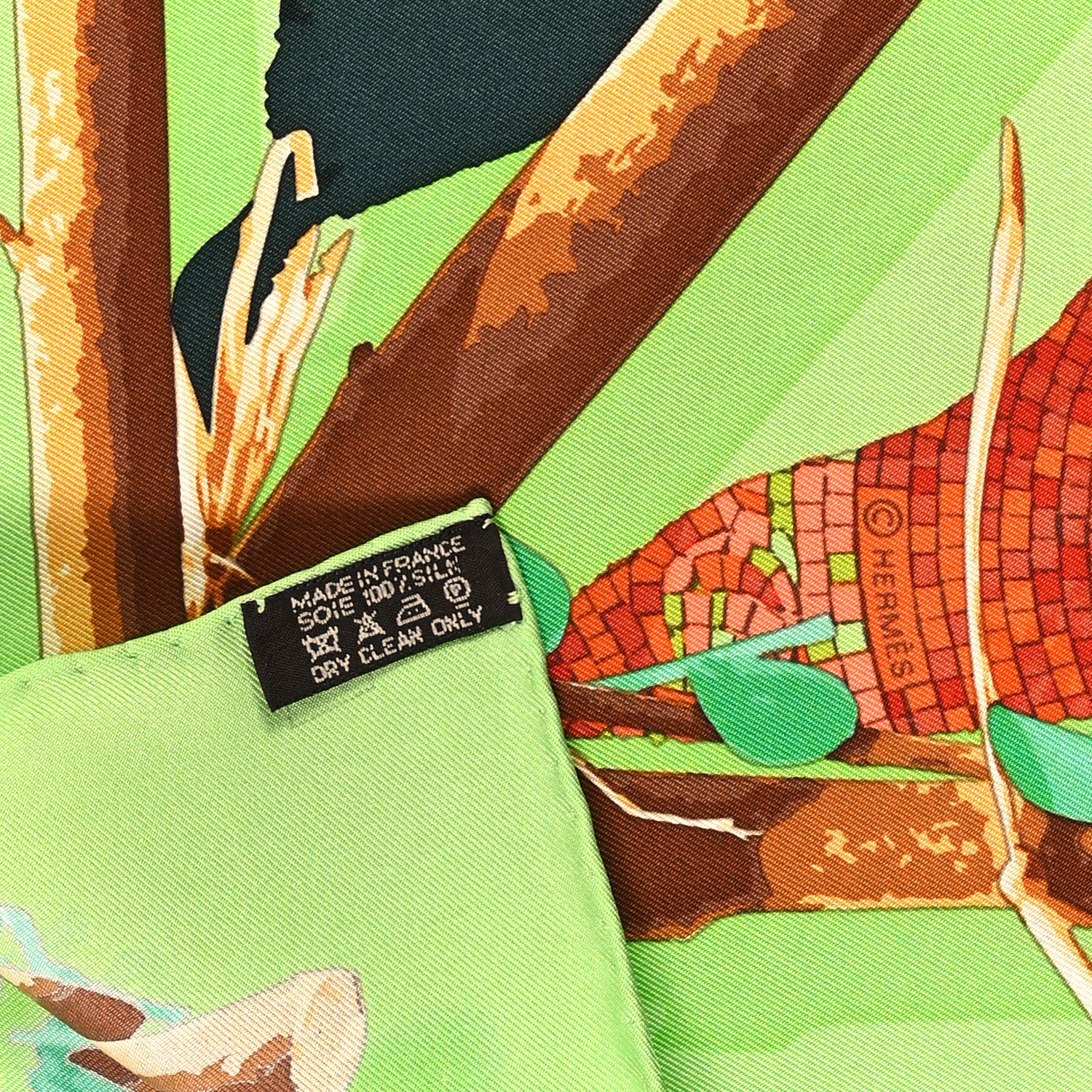 Hermes Silk Le Robinson Chic Scarf 90 3 of 4