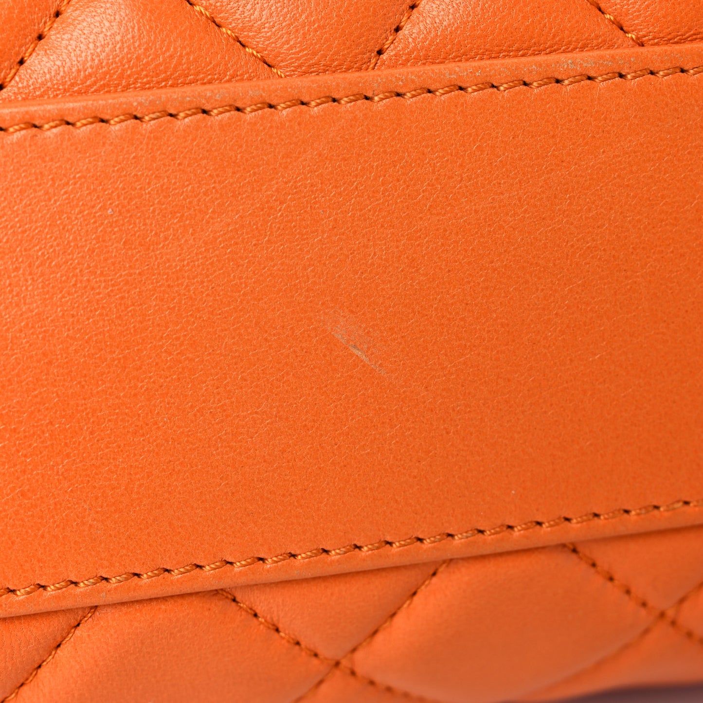 Lambskin Quilted Jumbo Grocery By Chanel Drawstring Shopping Bag Orange