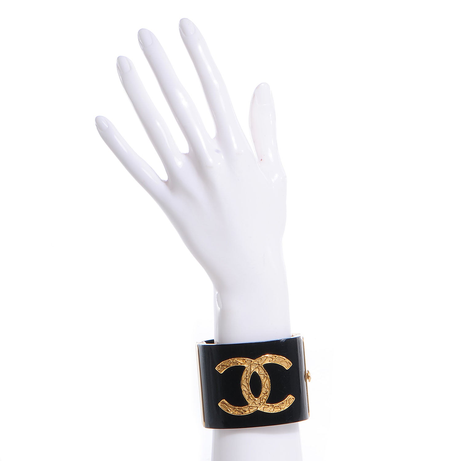 Chanel Resin CC Cuff Black Gold 2 of 10
