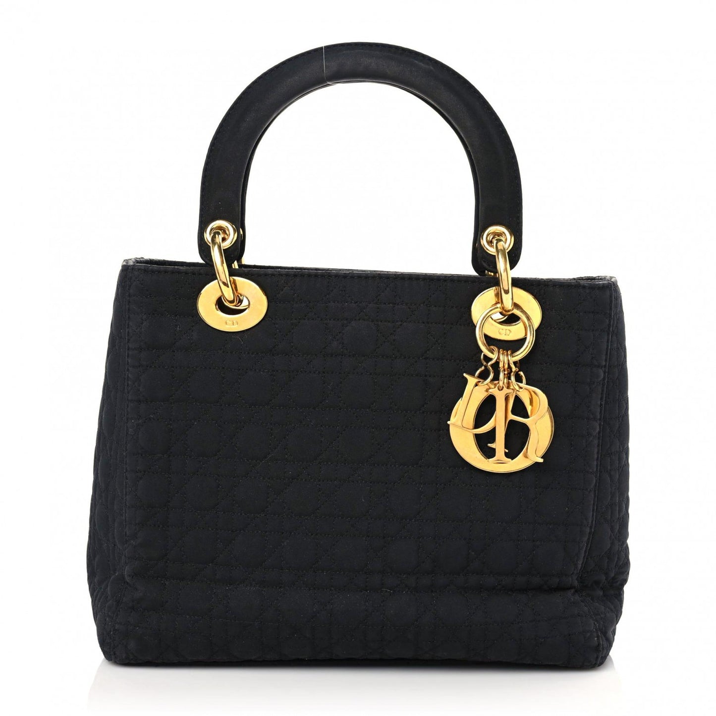 Nylon Cannage Medium Lady Dior Black