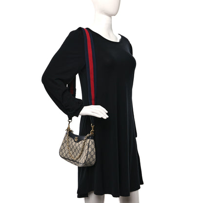 Gucci GG Supreme Monogram Textured Dollar Calfskin Web Small Ophidia GG Handbag Beige Blue 2 of 9