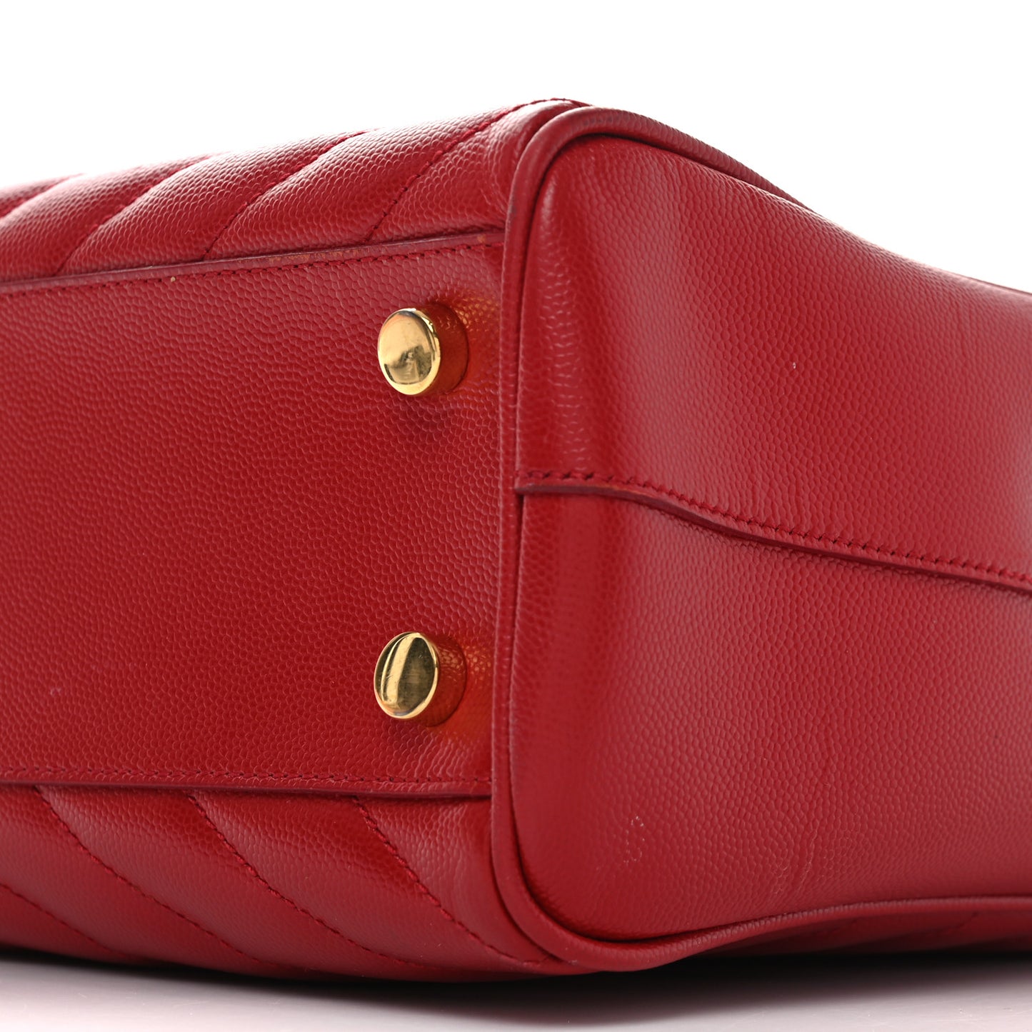 Grain De Poudre Matelasse Chevron Large Monogram Shopping Bag Red