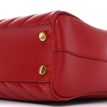 Saint Laurent Grain De Poudre Matelasse Chevron Large Monogram Shopping Bag Red 10 of 10