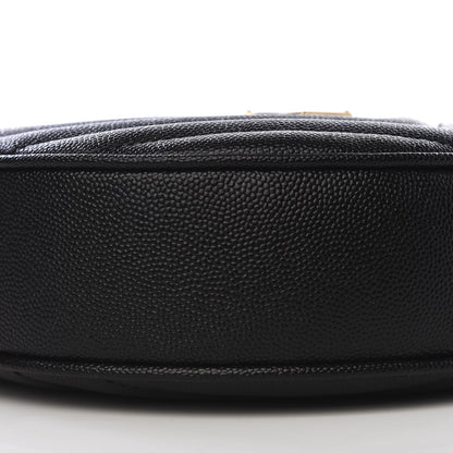 Saint Laurent Grain De Poudre Matelasse Chevron Quilted Round Vinyle Camera Bag Black 5 of 8