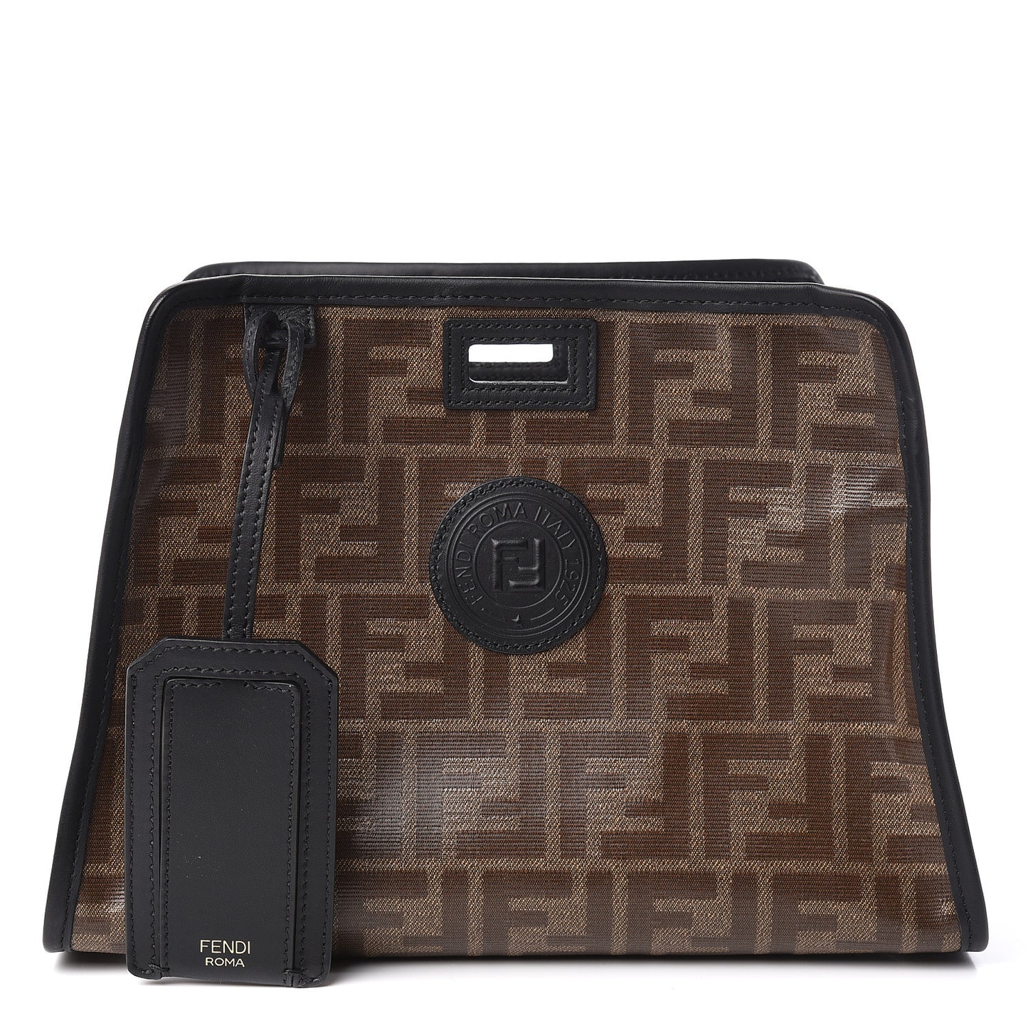 Glazed Fabric Vitello Century FF 1974 Stamp Patch Mini Peekaboo Defender Cover Mogano Panna Black