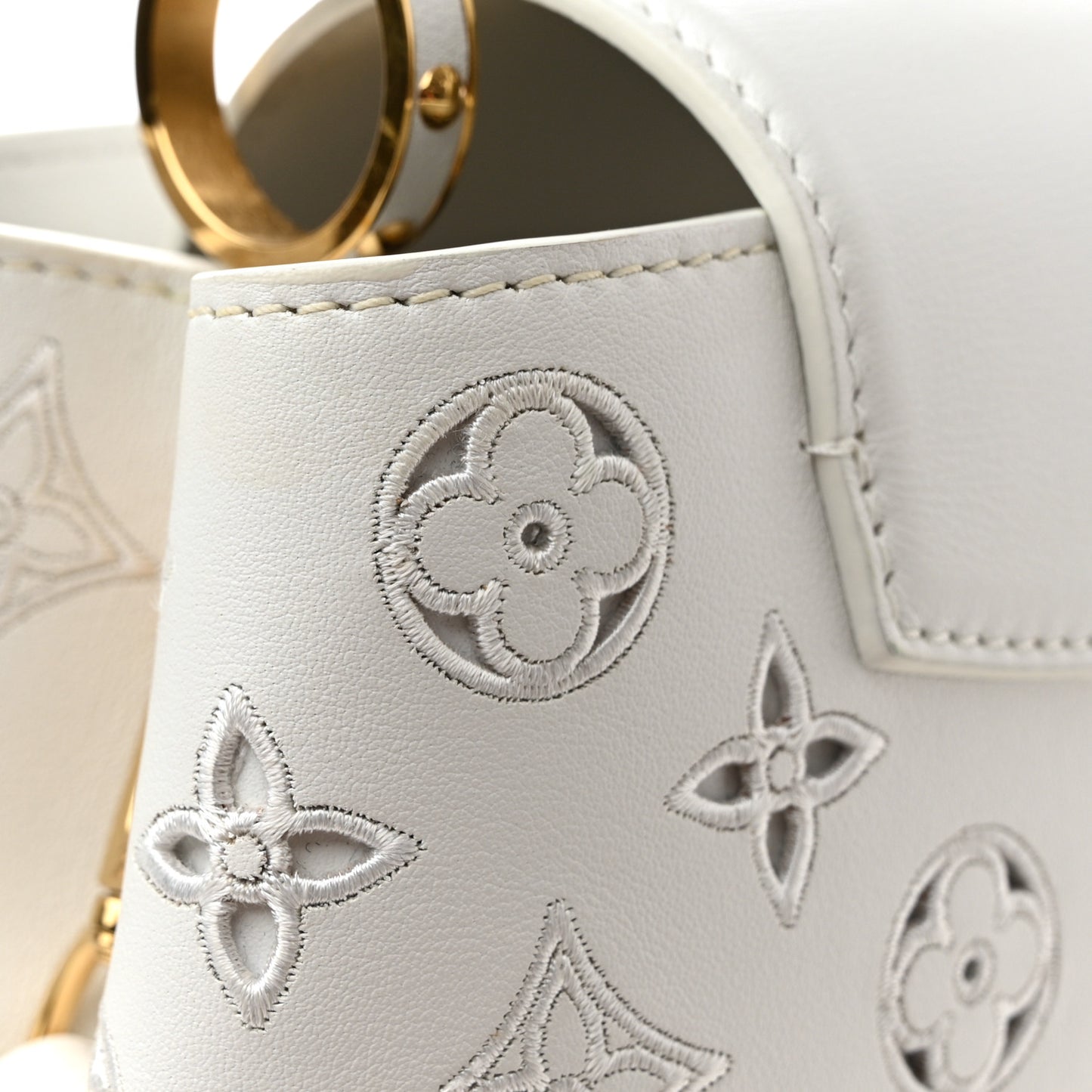 Calfskin LV Broderie Capucines BB White