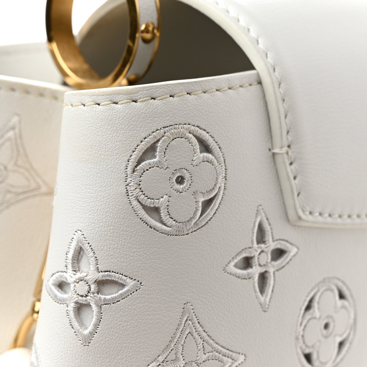 Louis Vuitton Calfskin LV Broderie Capucines BB White 13 of 16