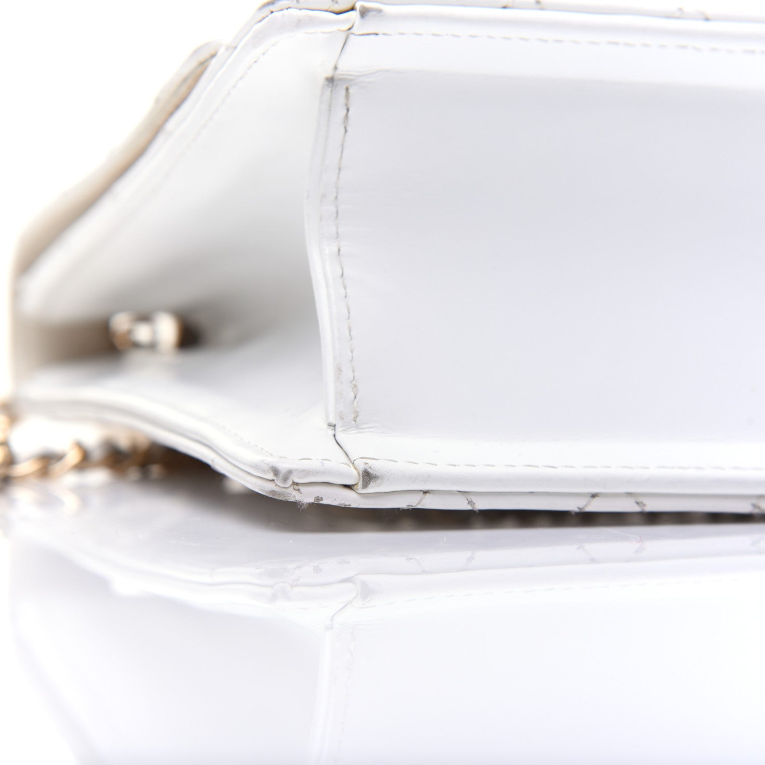 Chanel Glazed Calfskin Stitched Mini Square Flap White 17 of 19