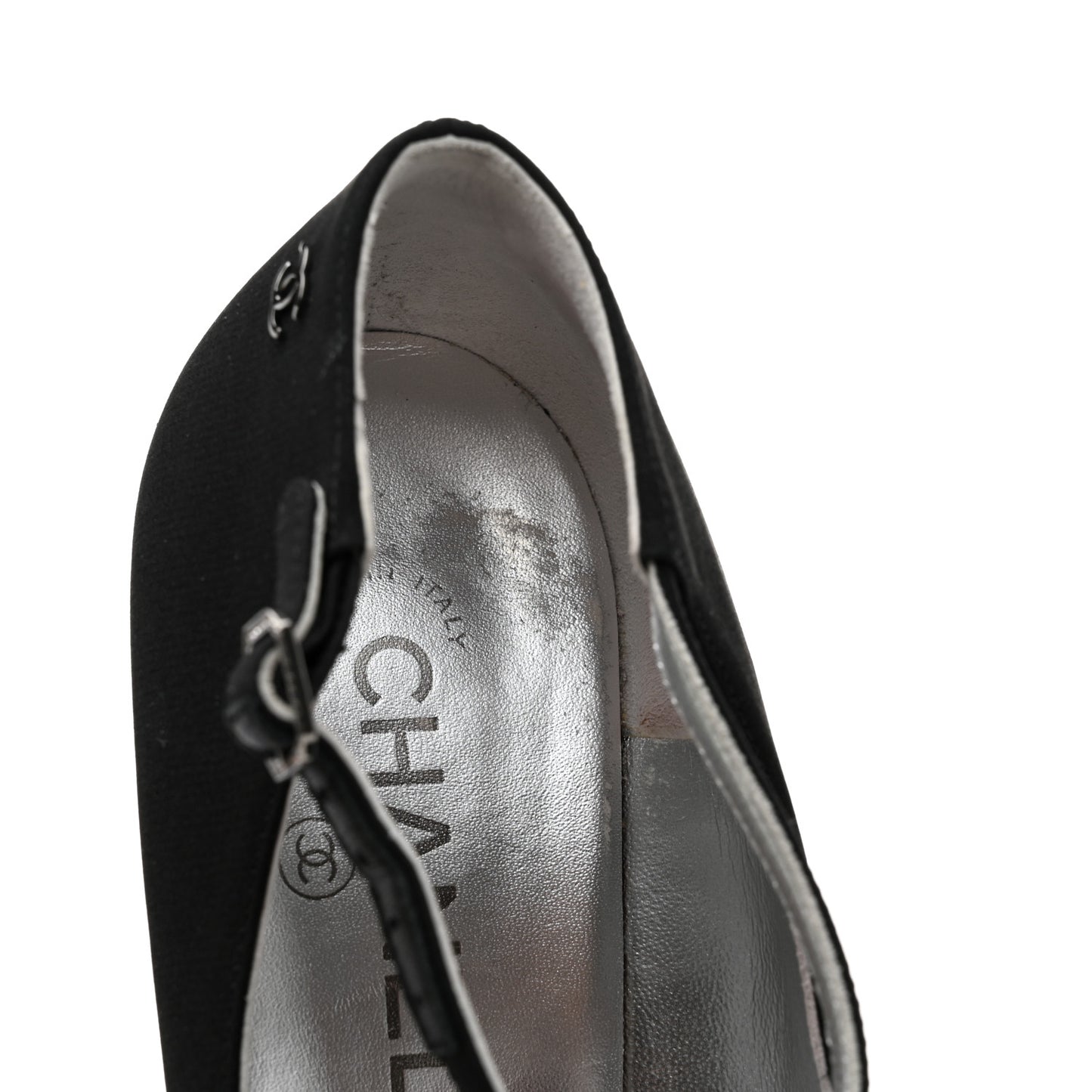 Crepe Satin Mary Jane Pumps 38 Black