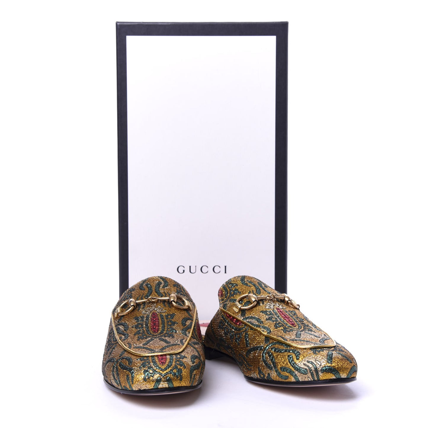 Iridescent Brocade Womens Princetown Slippers 37.5 Gold Multicolor
