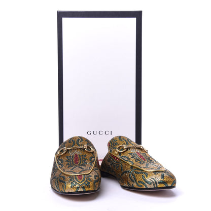 Gucci Iridescent Brocade Womens Princetown Slippers 37.5 Gold Multicolor 10 of 10