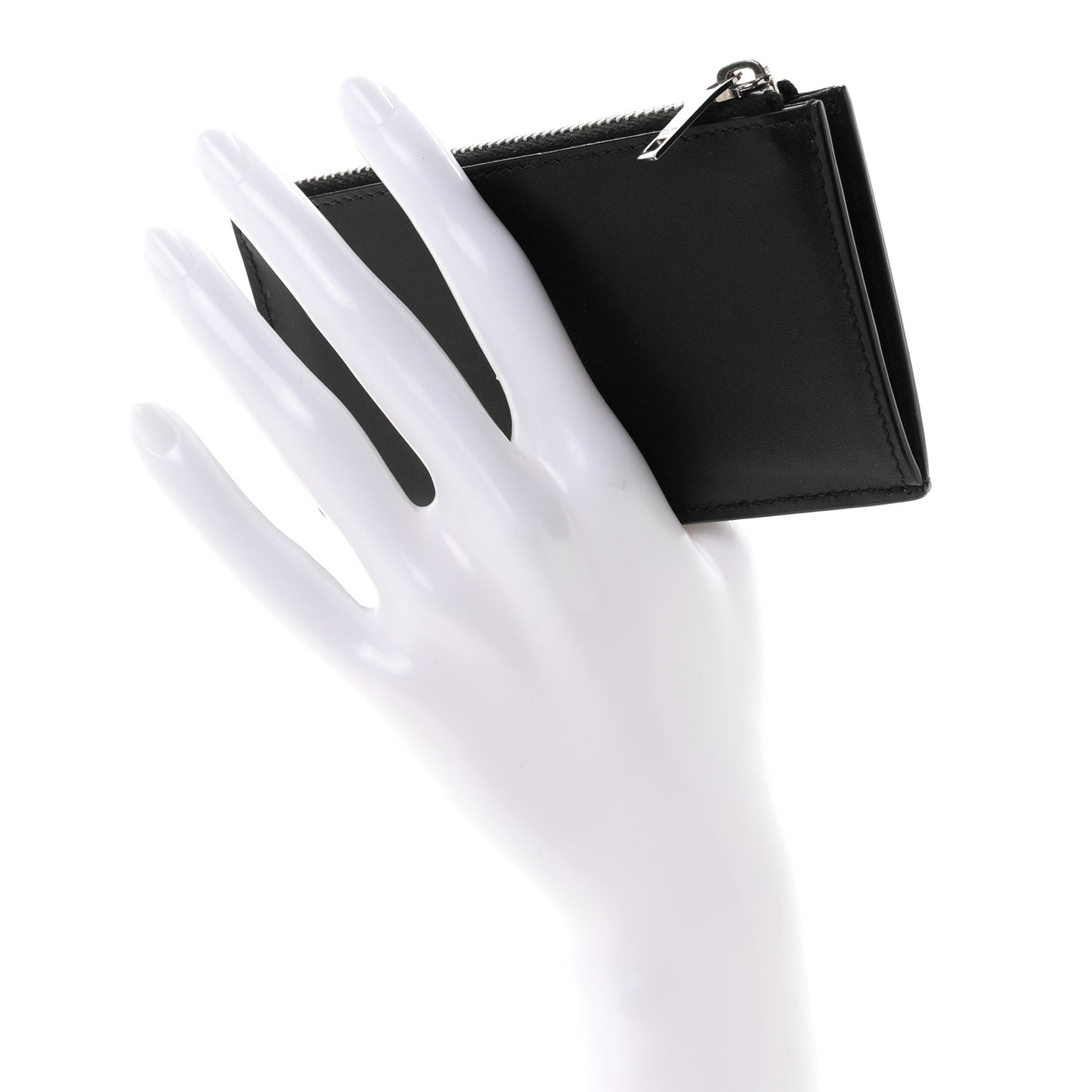 Calfskin 5 Fragments Zip Pouch Card Holder Black